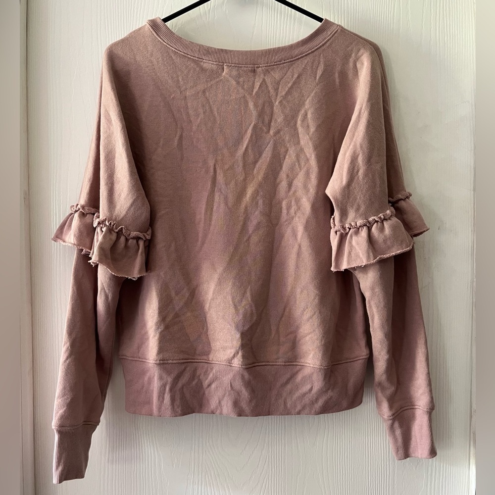 Ultra Flirt Pink Ruffled Sweatshirt Hoodie